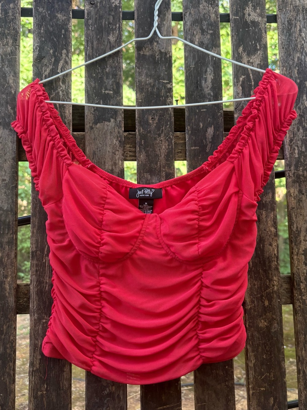 Vibrant Red Ruched Bustier Crop Top